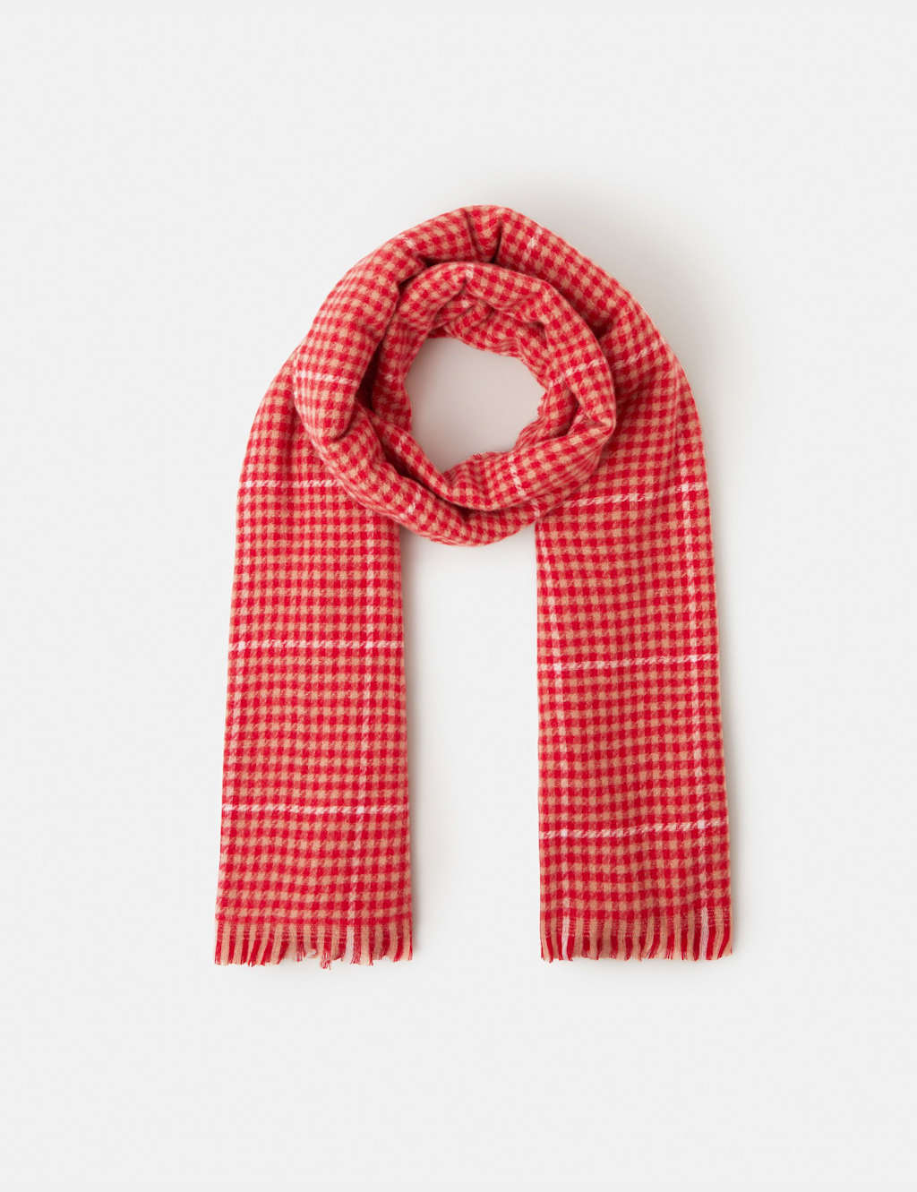 ACCESSORIZE Woven Dogtooth Checked Blanket Scarf Red