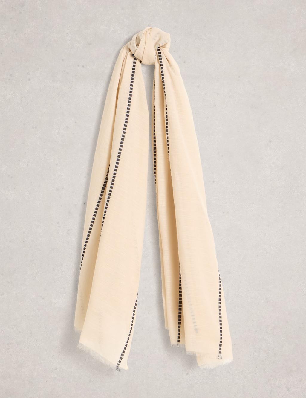 White Stuff Women's Pure Cotton Striped Scarf - Natural Mix - Available at M&S