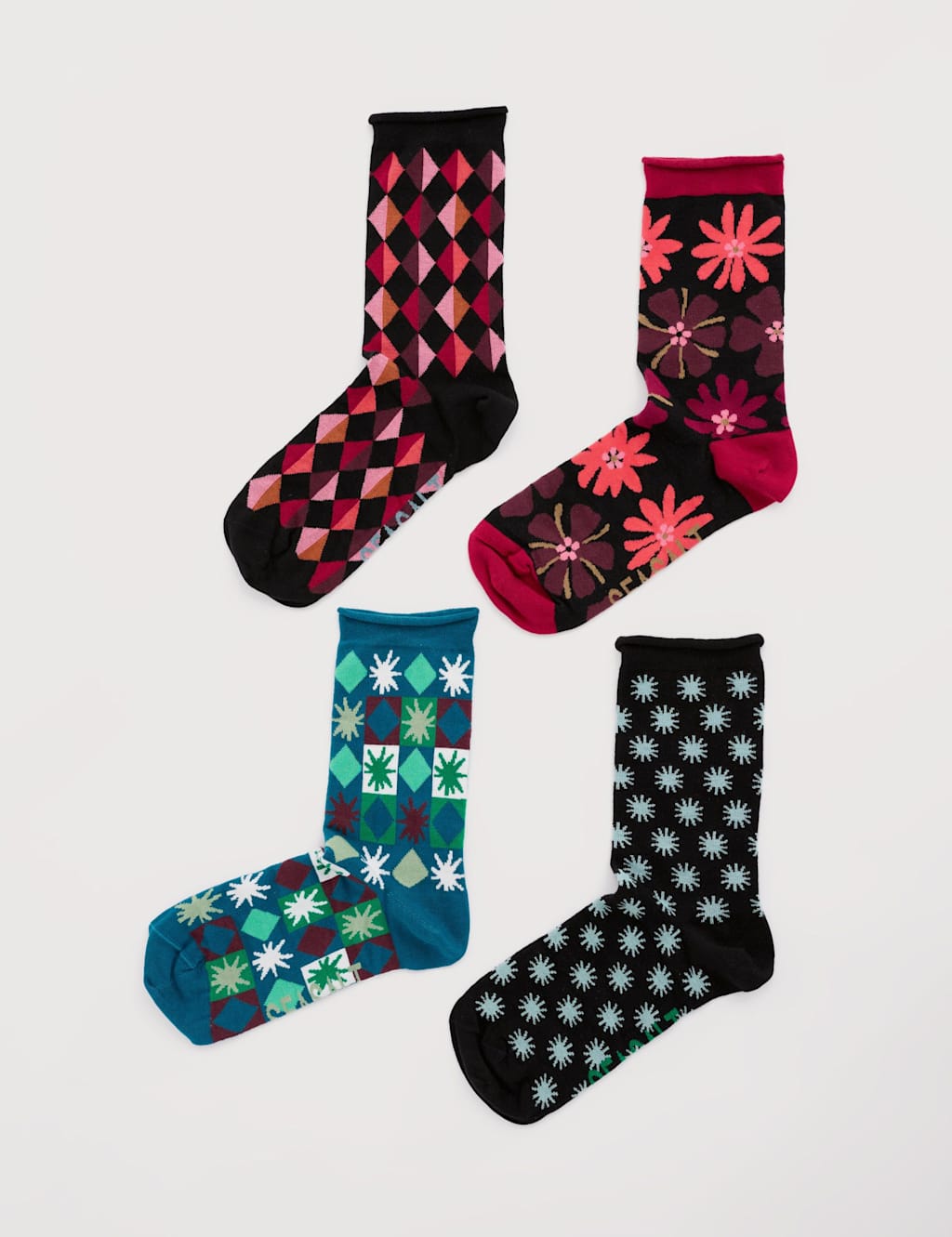 Seasalt Cornwall 4pk Cotton Rich Printed Socks Gift Box Multi