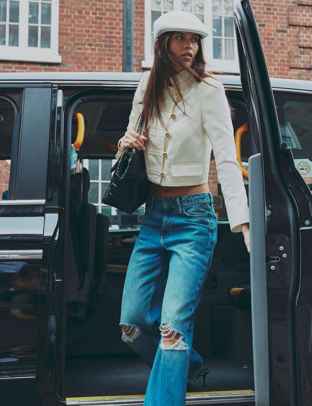 River Island Women's Pure Cotton Cropped Utility Jacket - 12 - Cream - Available at M&S
