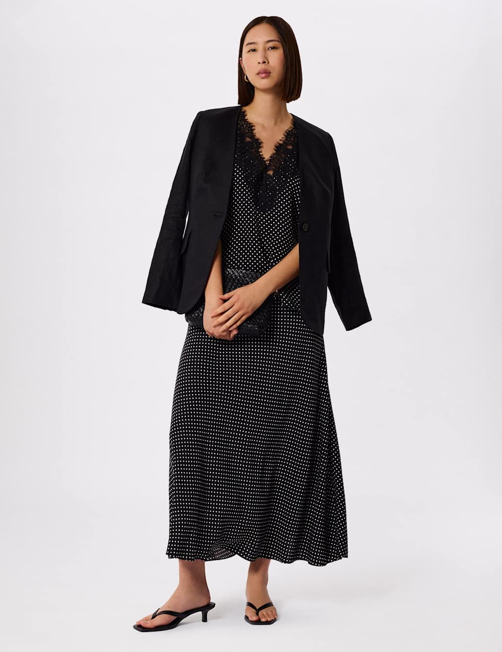 Whistles Women's Pure Linen Collarless Blazer - 6 - Black - Available at M&S
