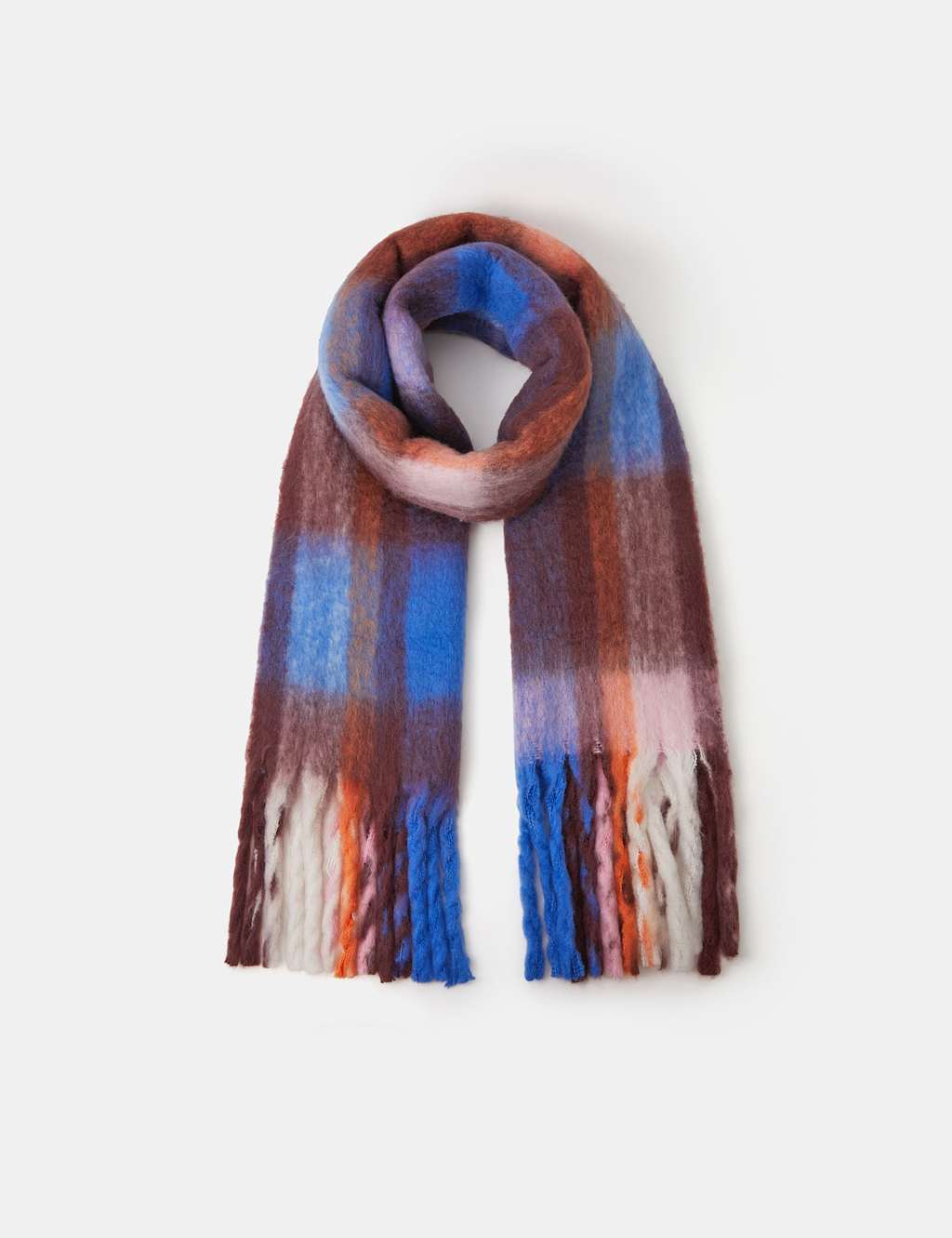 ACCESSORIZE Checked Fringed Scarf Purple