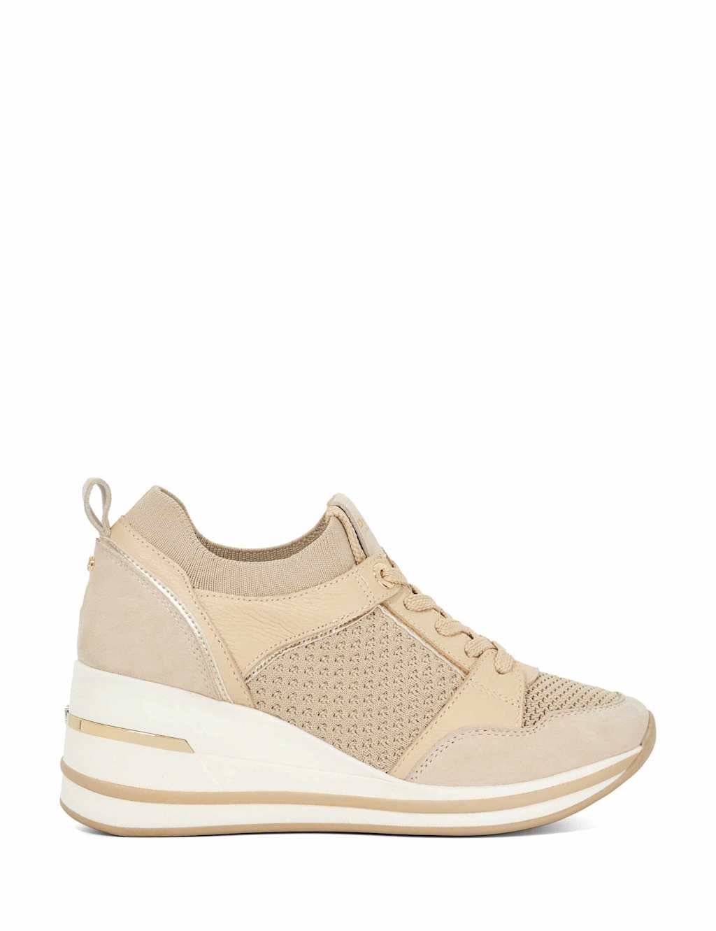 Wide Fit Metallic Detail Wedge Trainers