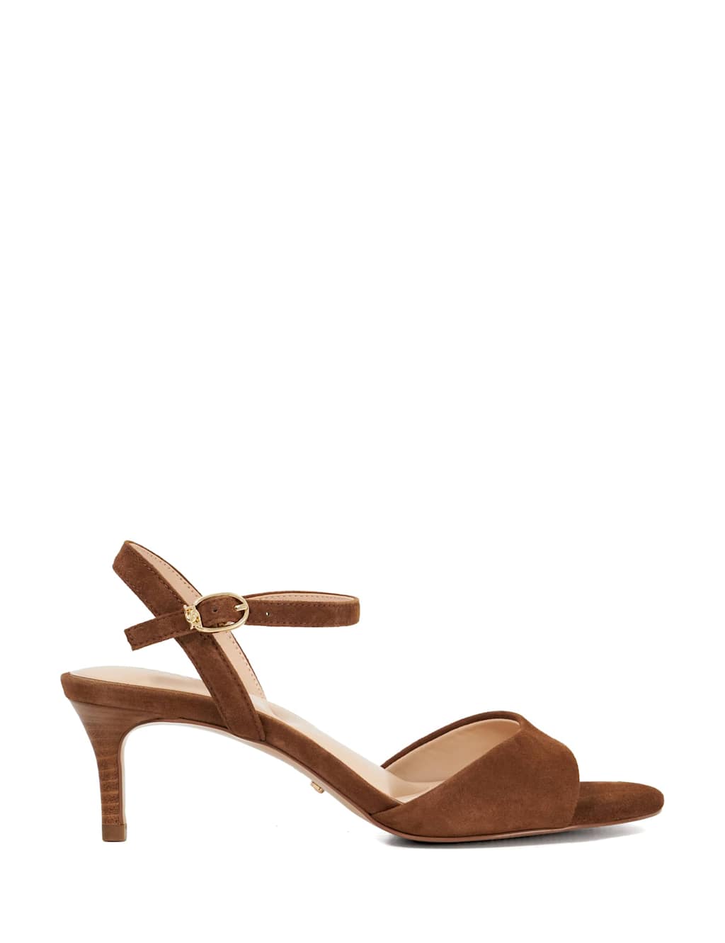 Leather Ankle Strap Kitten Heel Sandals