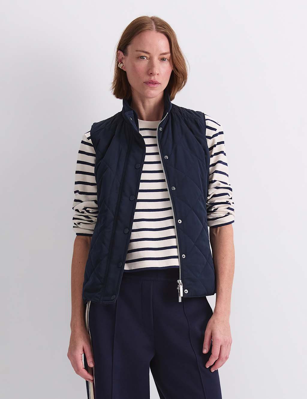 Sportscraft Women's Quilted High Neck Gilet - 10 - Navy - Available at M&S