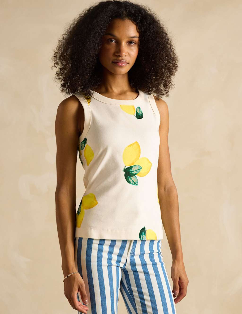 Joules Pure Cotton Fruit Print Vest Cream Mix