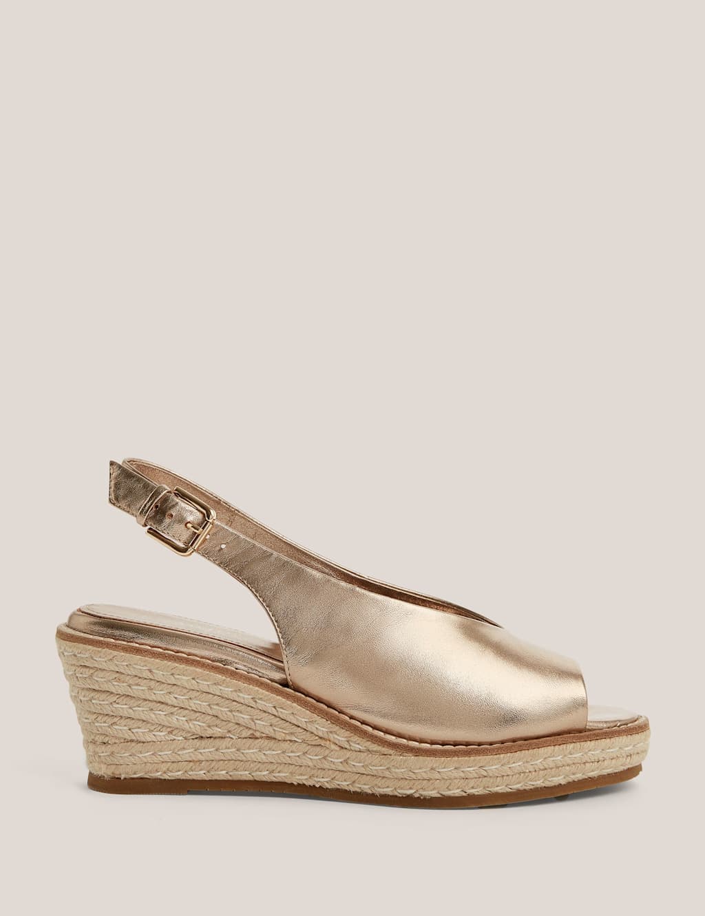 Hobbs Women's Leather Metallic Wedge Espadrilles - 4 - Grey - Available at M&S