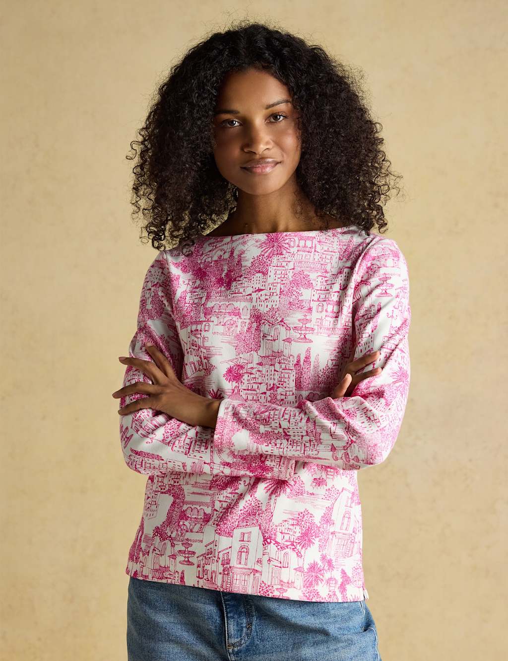 Joules Women's Pure Cotton Printed Top - 12 - Pink Mix - Available at M&S
