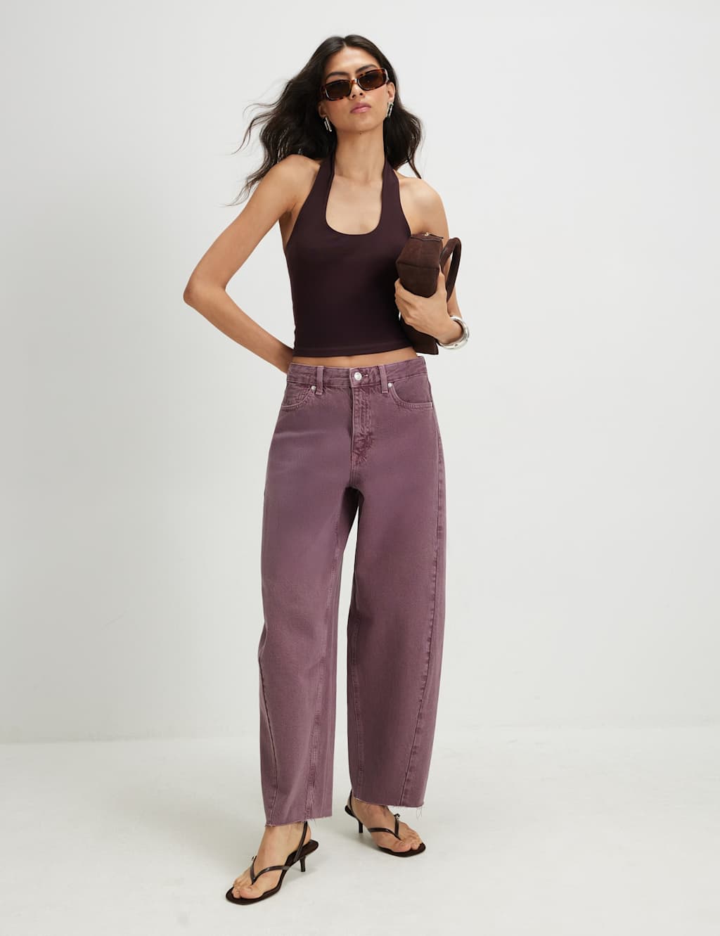 River Island Women's High Waisted Twist Seam Barrel Jeans - 14 - Pink - Available at M&S
