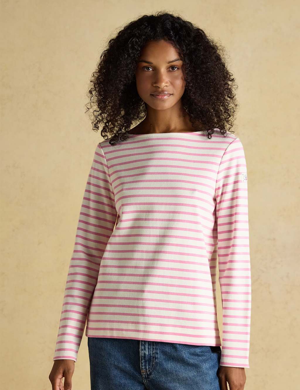 Joules Women's Pure Cotton Striped Top - 16 - Pink Mix - Available at M&S