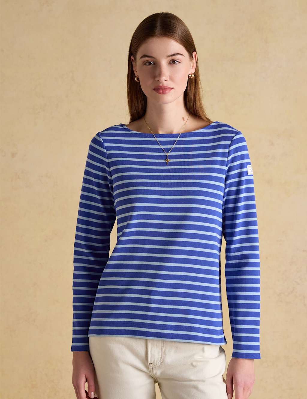 Joules Women's Pure Cotton Striped Top - 12 - Blue Mix - Available at M&S