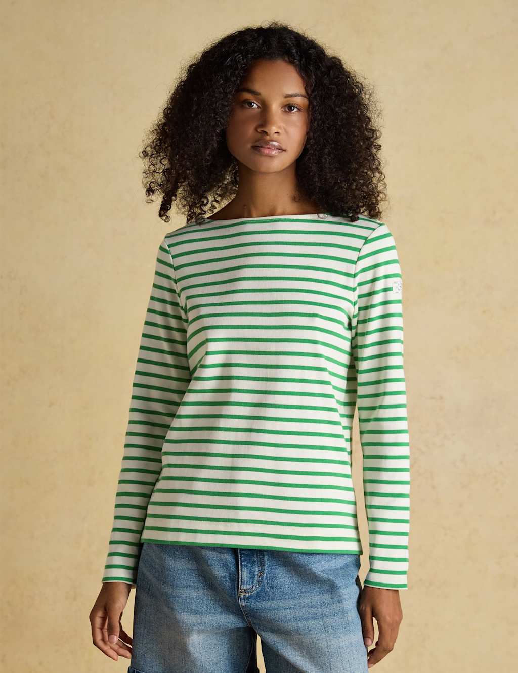 Joules Women's Pure Cotton Striped Top - 18 - Green Mix - Available at M&S