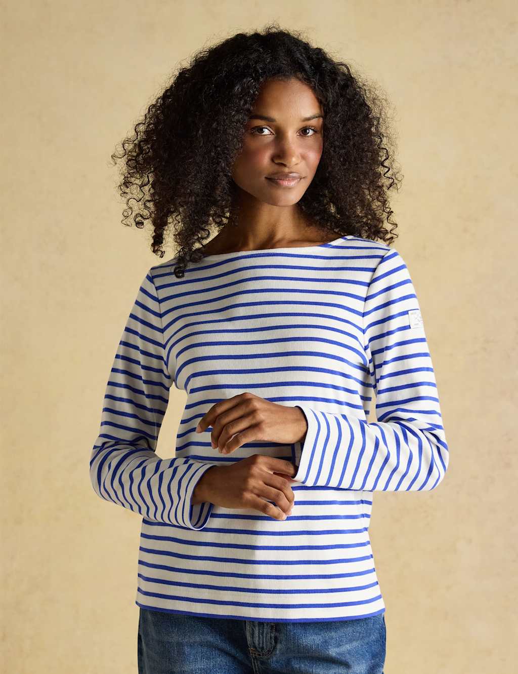 Joules Women's Pure Cotton Striped Top - 14 - Cream Mix - Available at M&S
