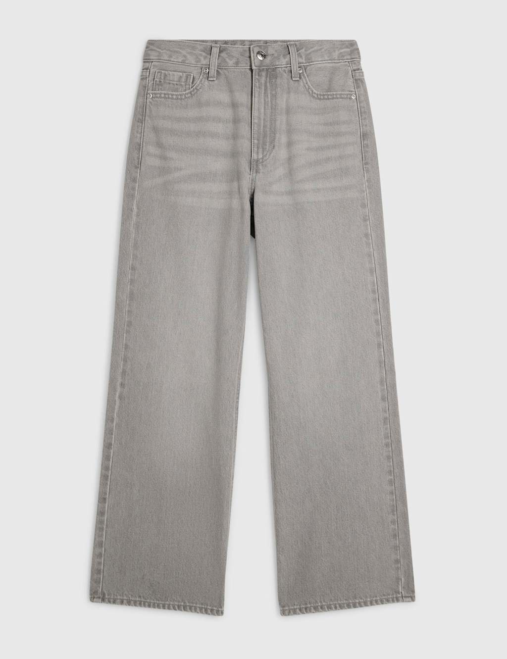 River Island Women's Relaxed Mid Rise Whiskered Straight Leg Jeans - 12 - Grey - Available at M&S