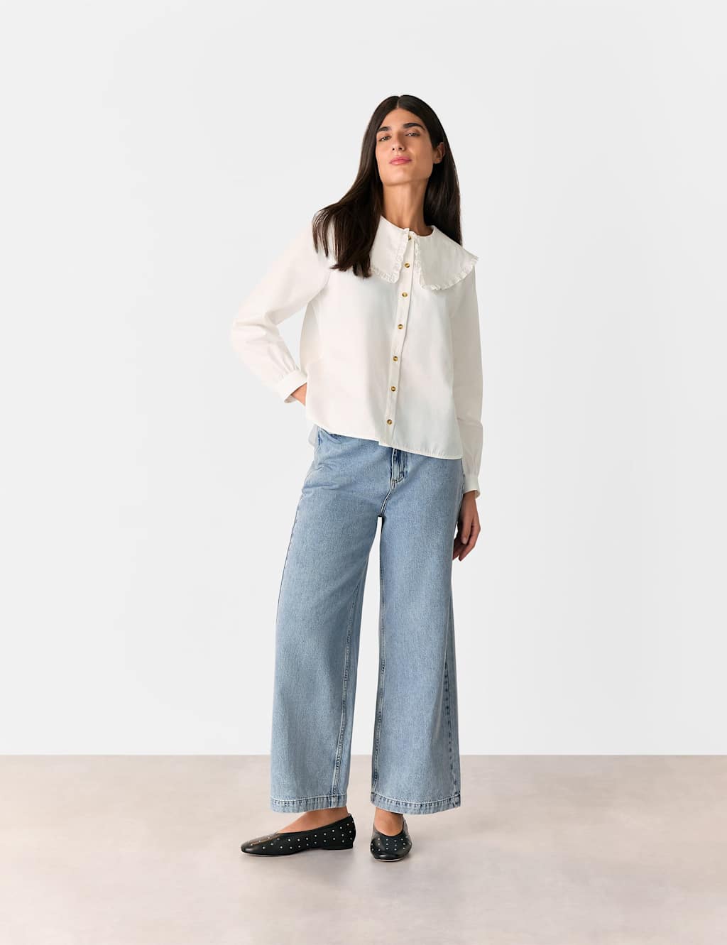 Pure Cotton Oversized Collared Blouse