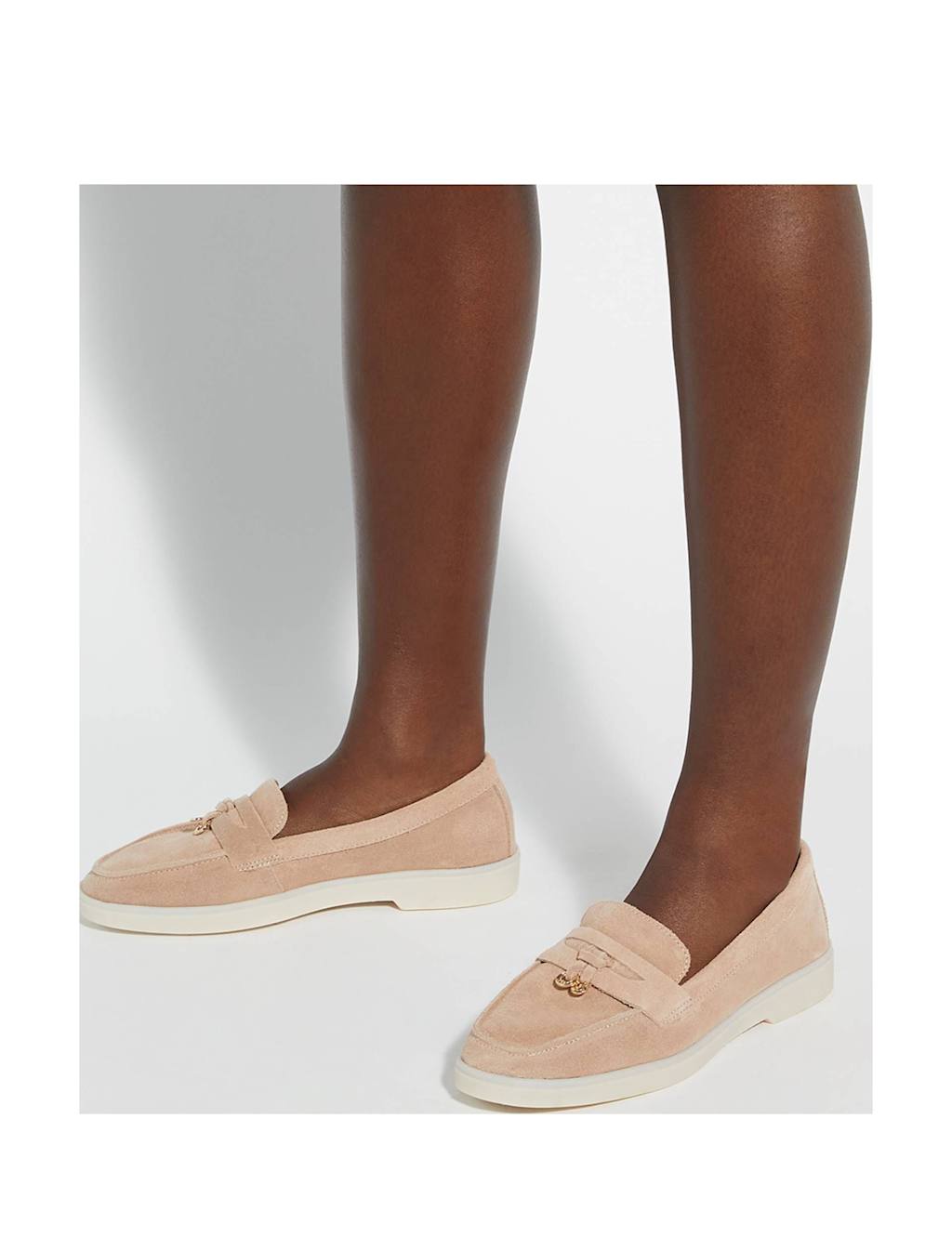 Dune London Women's Suede Slip On Flat Loafers - 8 - Blush - Available at M&S