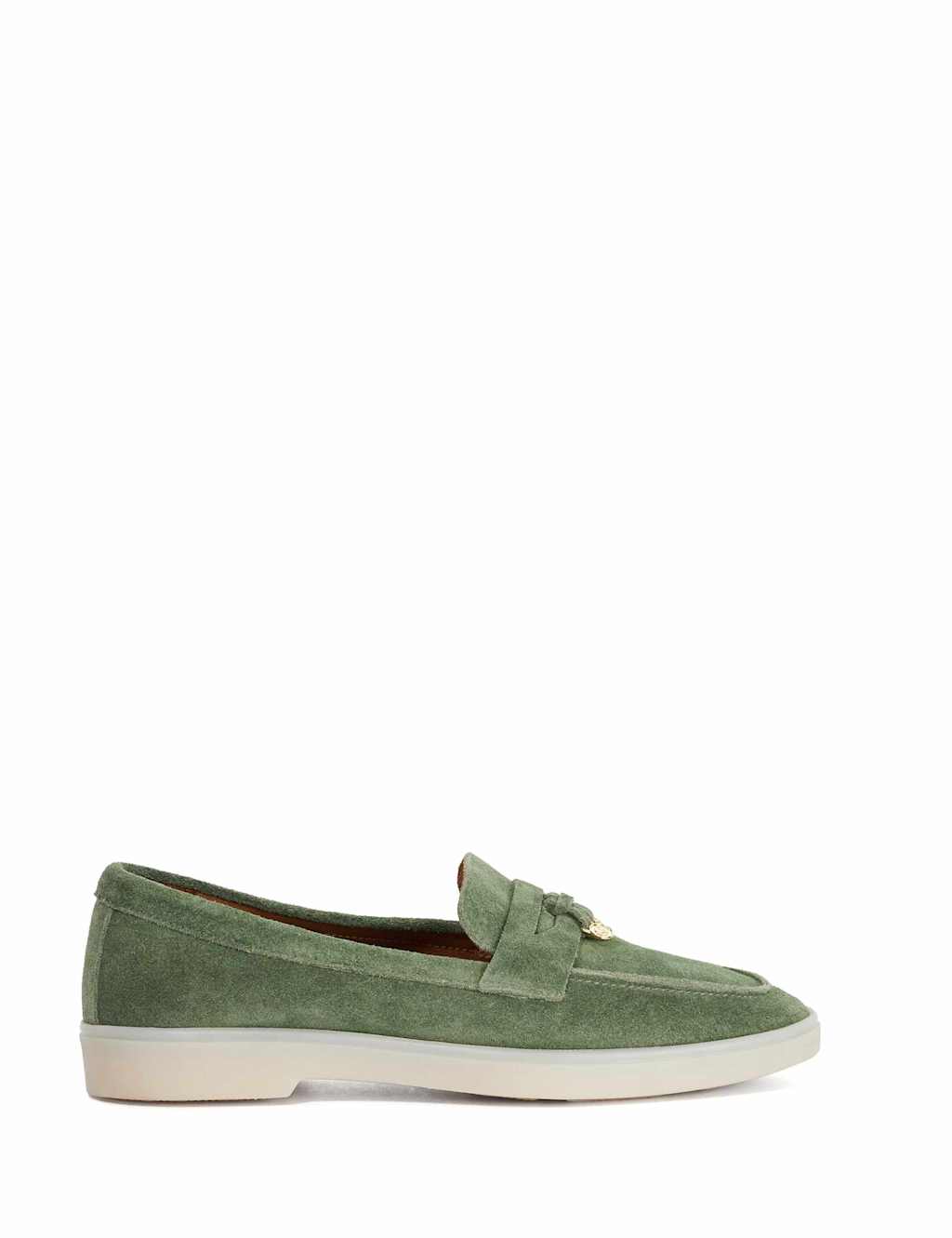 Dune London Women's Suede Slip On Flat Loafers - 6 - Green - Available at M&S
