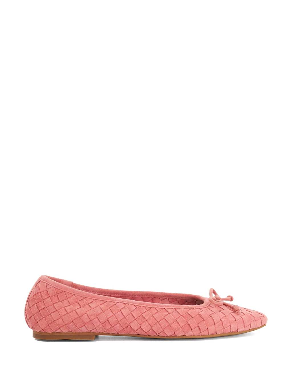 Dune London Women's Leather Woven Slip On Flat Ballet Pumps - 4 - Red - Available at M&S