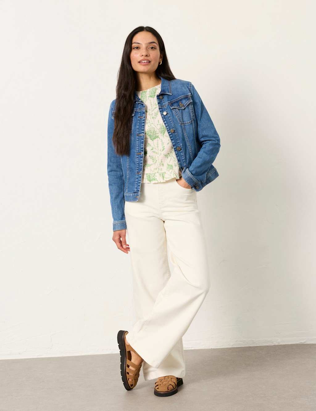 Fatface Women's Denim Cropped Jacket - 22 - Blue - Available at M&S