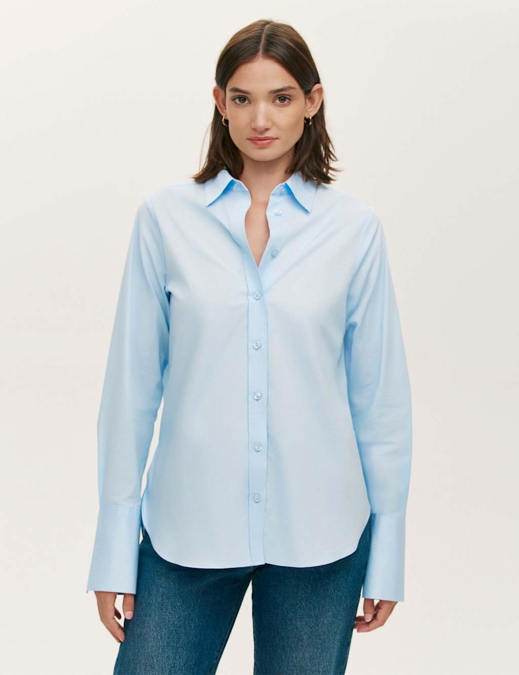 Finery London Women's Cotton Rich Collared Shirt - 8 - Blue - Available at M&S