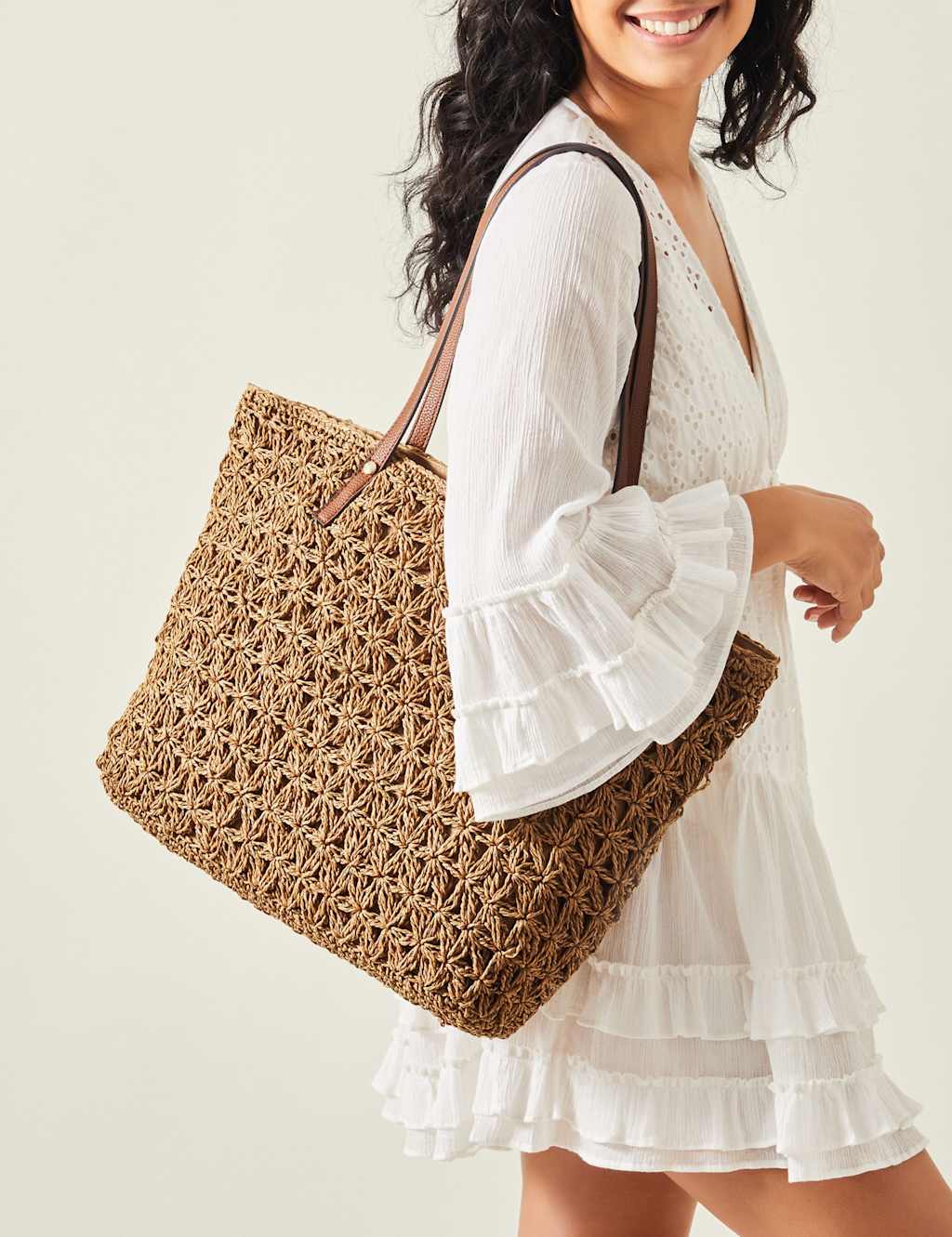 Accessorize Women's Raffia Beach Bag - Natural - Available at M&S