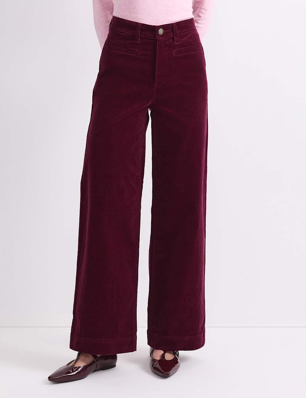 Sportscraft Women's Cord Wide Leg Trousers - 12 - Red - Available at M&S