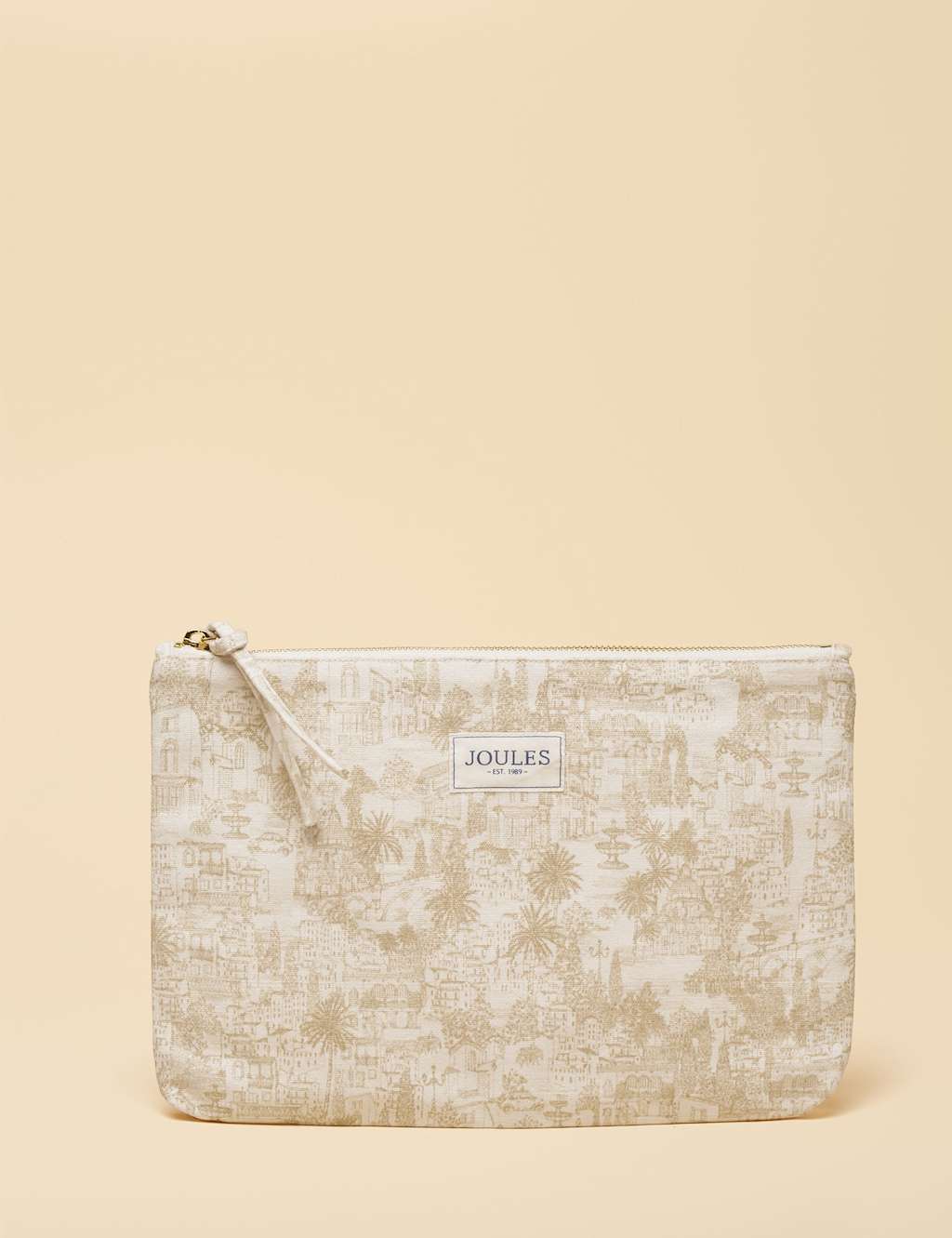 Joules Women's Pure Cotton Toile Print Zip Pouch - Natural Mix - Available at M&S