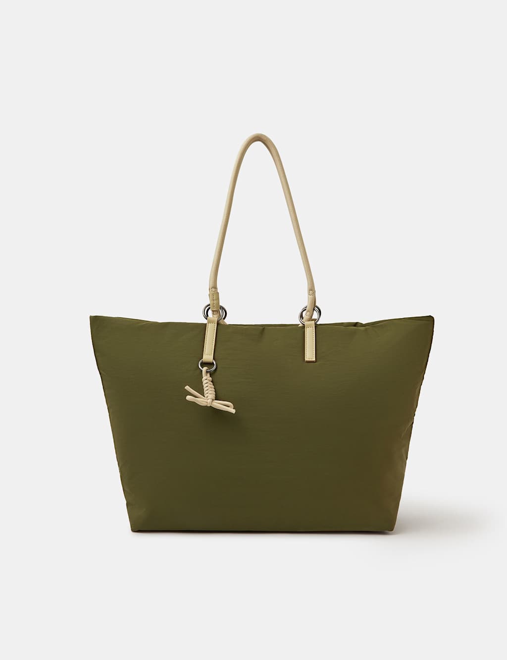 ACCESSORIZE Nylon Rope Handle Tote Bag Khaki