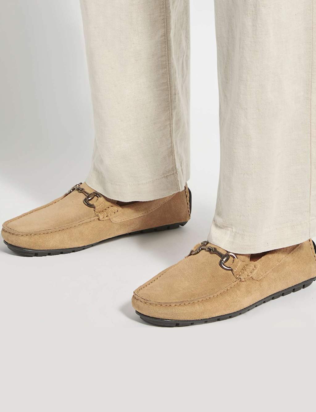 Dune London Men's Wide Fit Suede Slip On Loafers - 9 - Taupe - Available at M&S