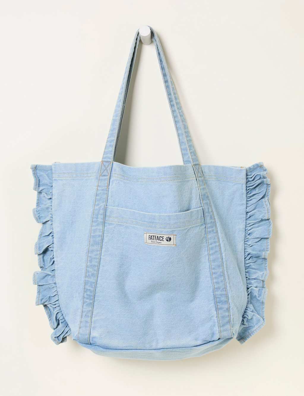 Fatface Women's Pure Cotton Denim Frill Tote Bag - Available at M&S