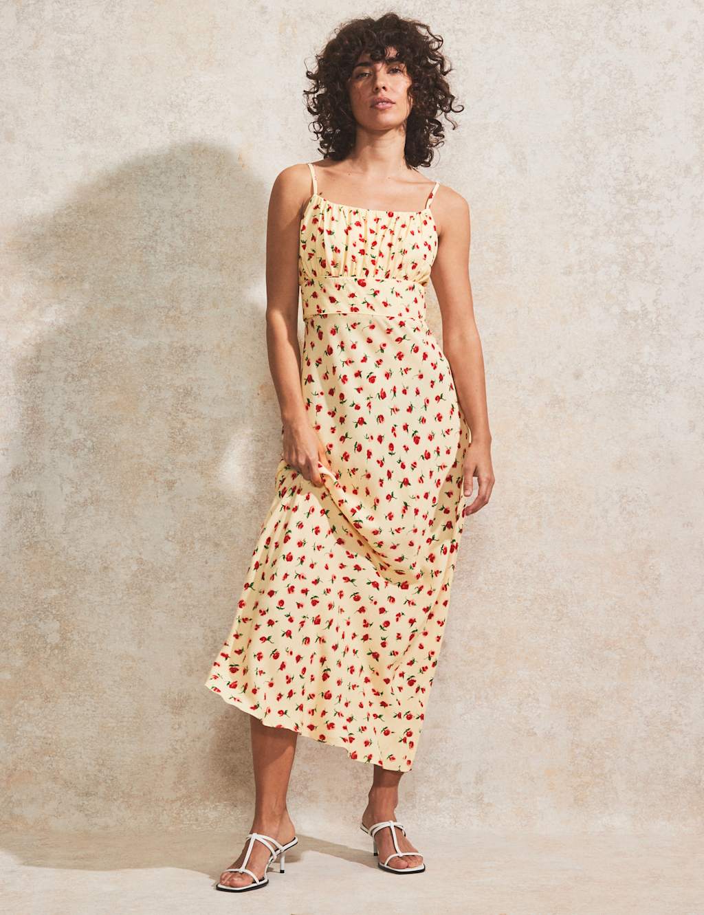 Floral Round Neck Midi Tea Dress