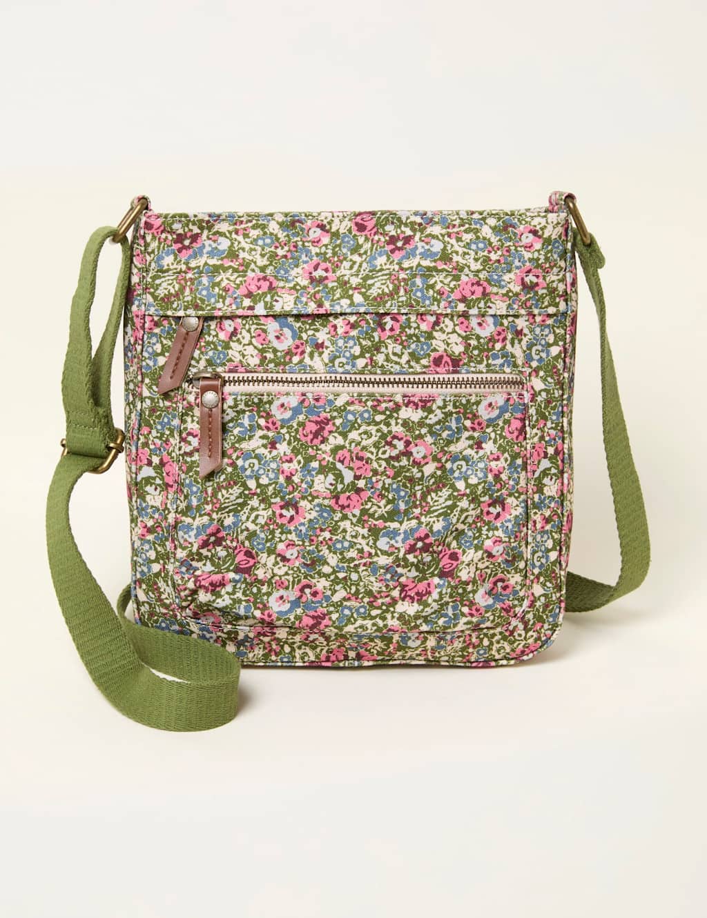 Fatface Women's Pure Cotton Floral Cross Body Bag - Green Mix - Available at M&S