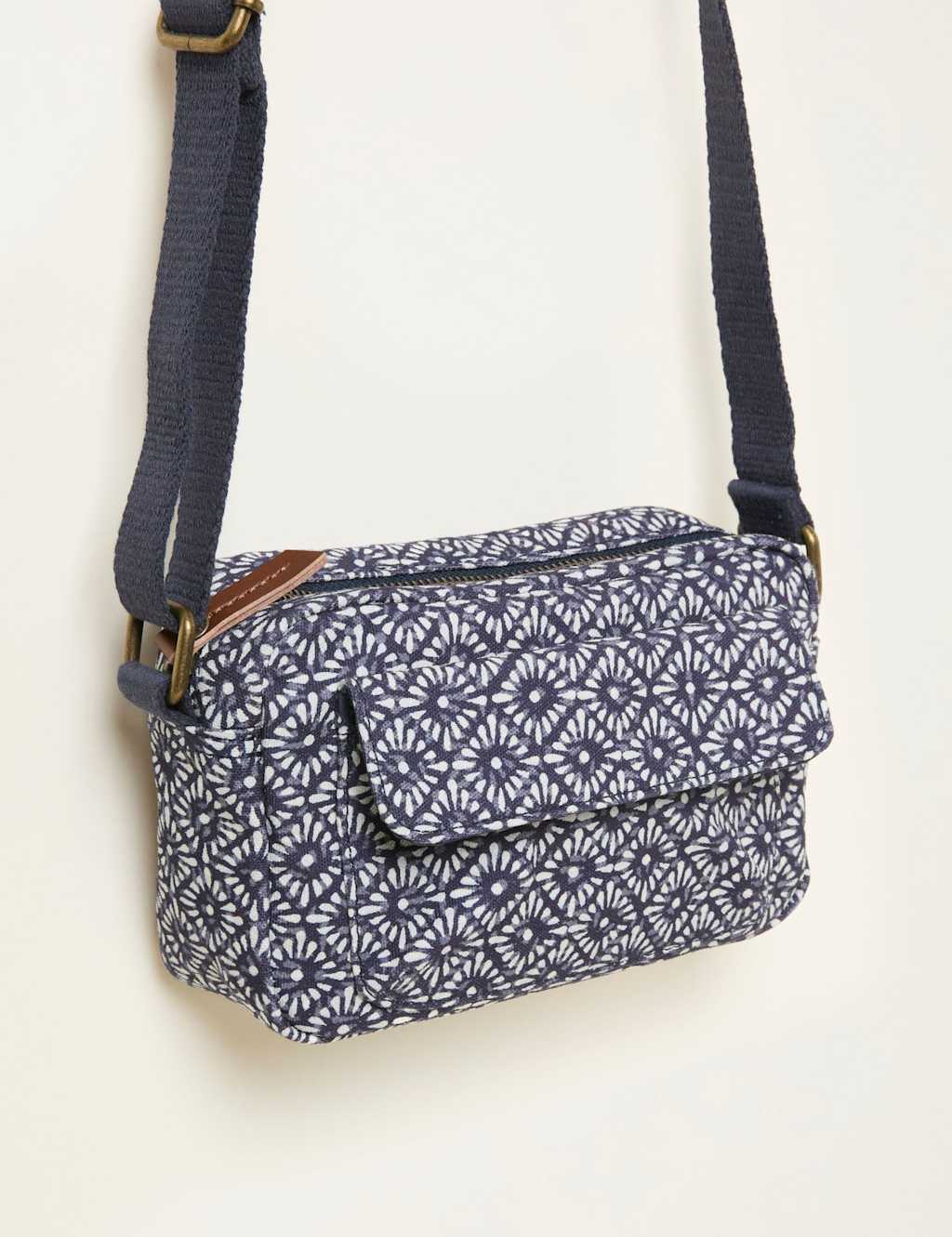 Fatface Women's Canvas Geometric Zip Detail Camera Bag - Navy Mix - Available at M&S