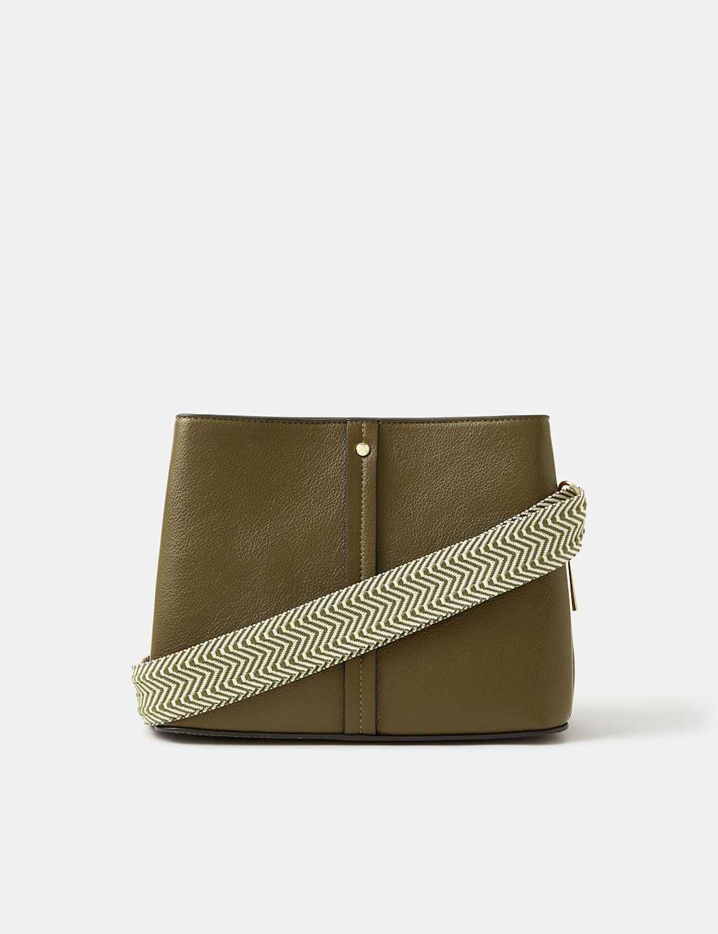 ACCESSORIZE Faux Leather Webbing Strap Cross Body Bag Olive