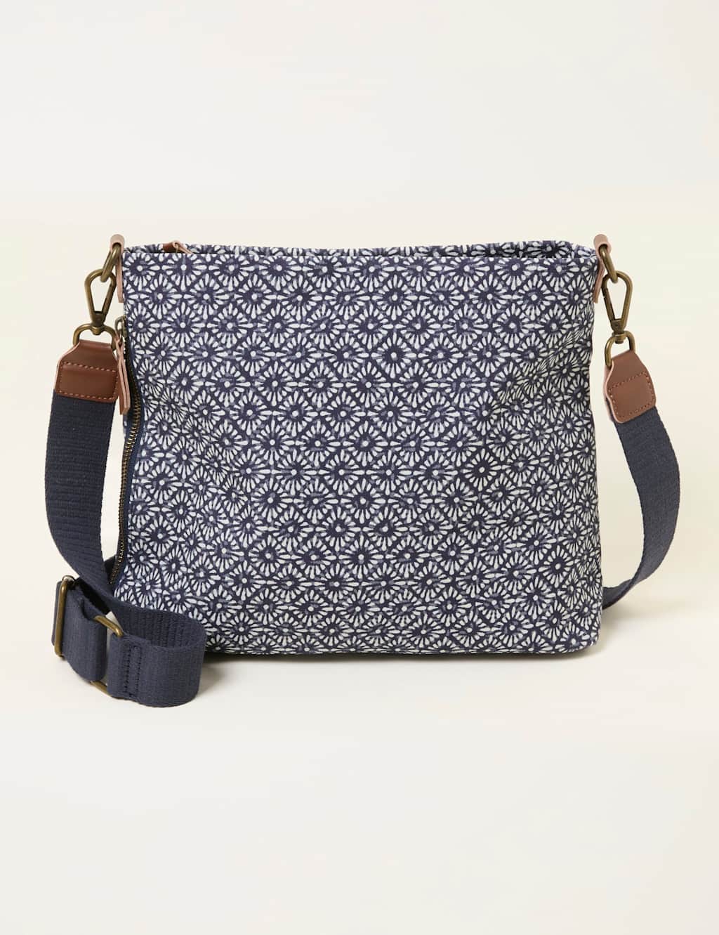 Fatface Women's Pure Cotton Geometric Cross Body Bag - Navy Mix - Available at M&S
