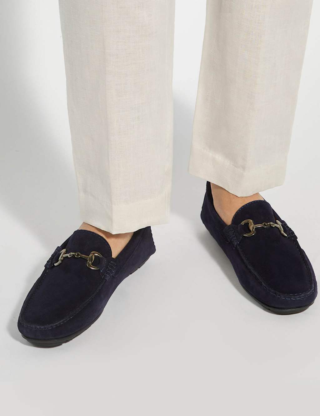 Dune London Men's Wide Fit Leather Slip On Loafers - 10 - Navy - Available at M&S