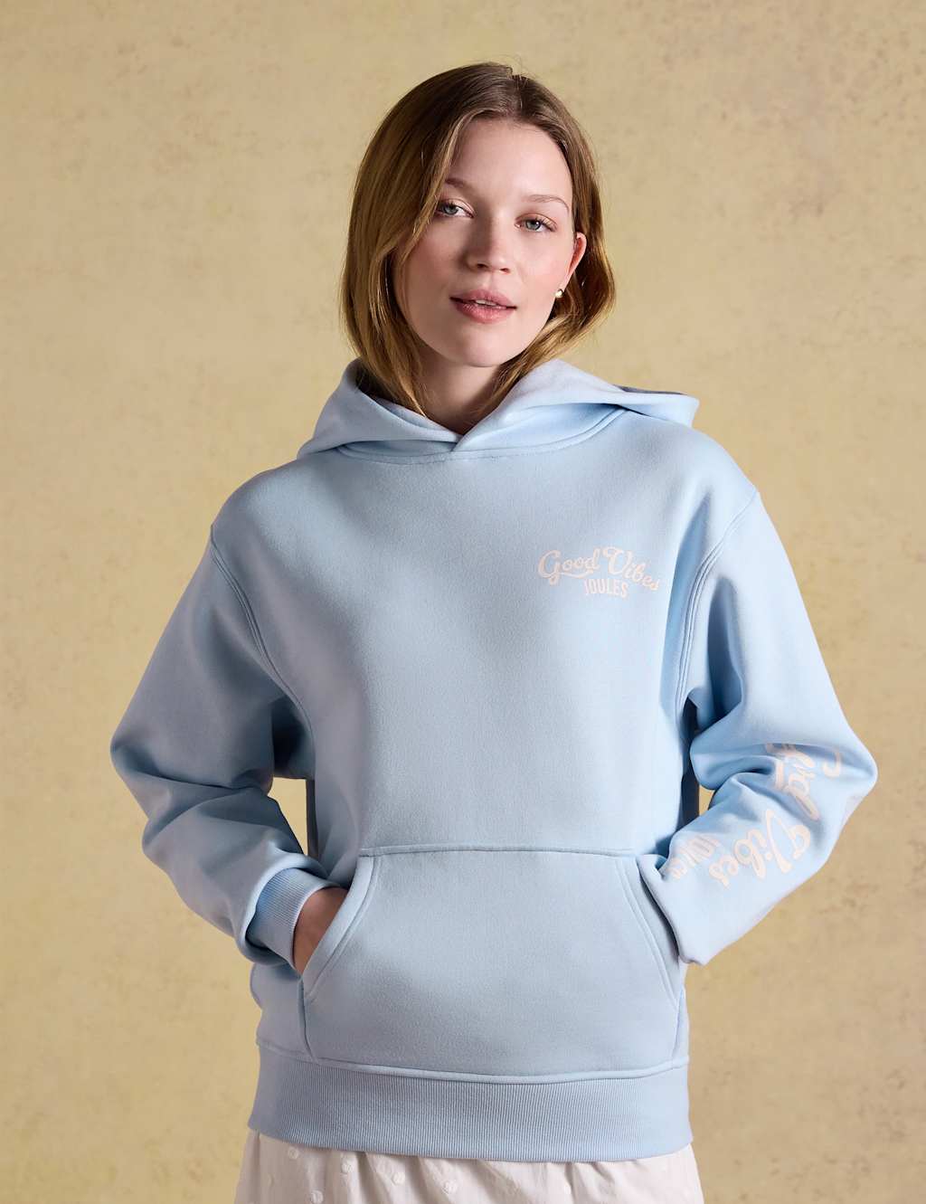 Joules Women's Cotton Rich Beach Print Oversized Hoodie - Small - Blue - Available at M&S