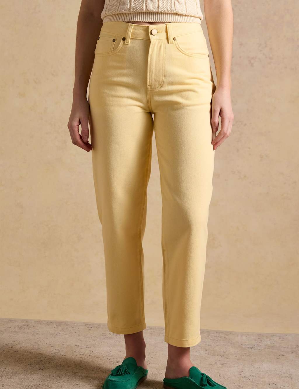 Joules Women's Relaxed Mid Rise Barrel Jeans - 12 - Yellow - Available at M&S
