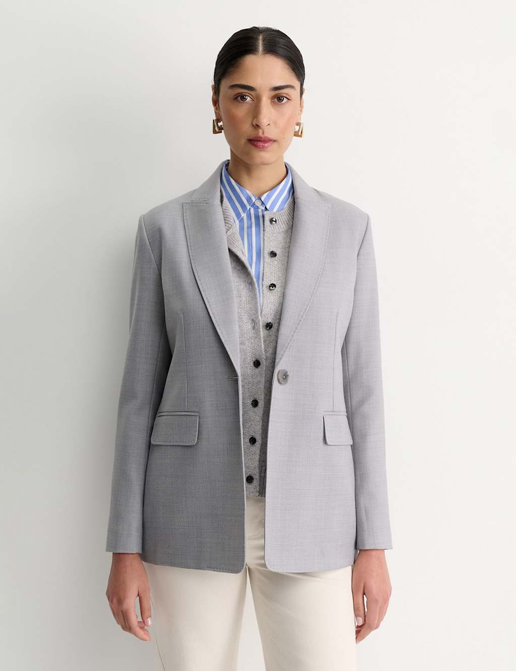 Sportscraft Wool Blend Tailored Blazer Grey