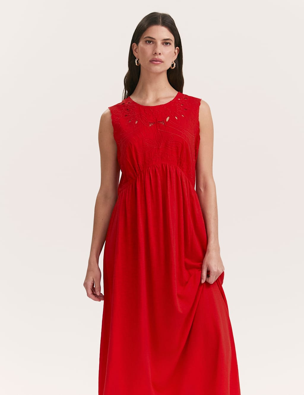 Finery London Women's Pure Cotton Embroidered Midi Smock Dress - 12 - Available at M&S
