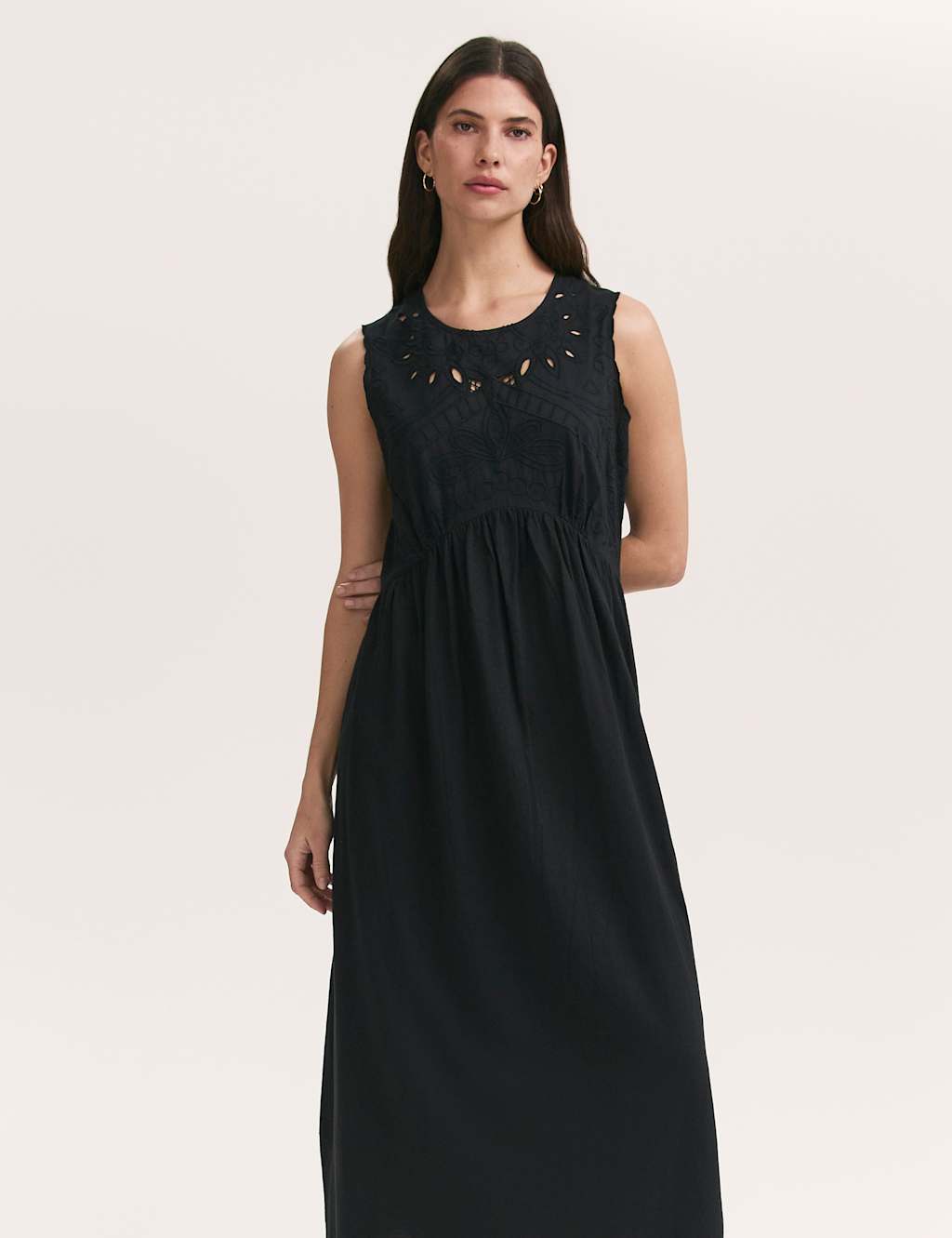 Finery London Women's Pure Cotton Embroidered Midi Smock Dress - 20 - Black - Available at M&S