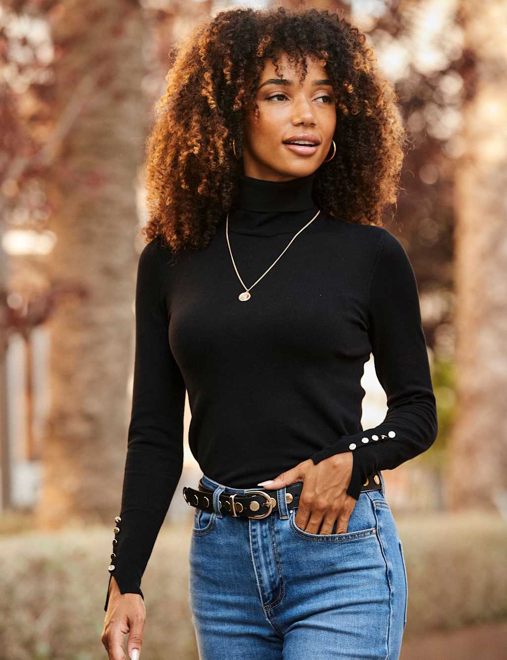 SOSANDAR Roll Neck Jumper Black