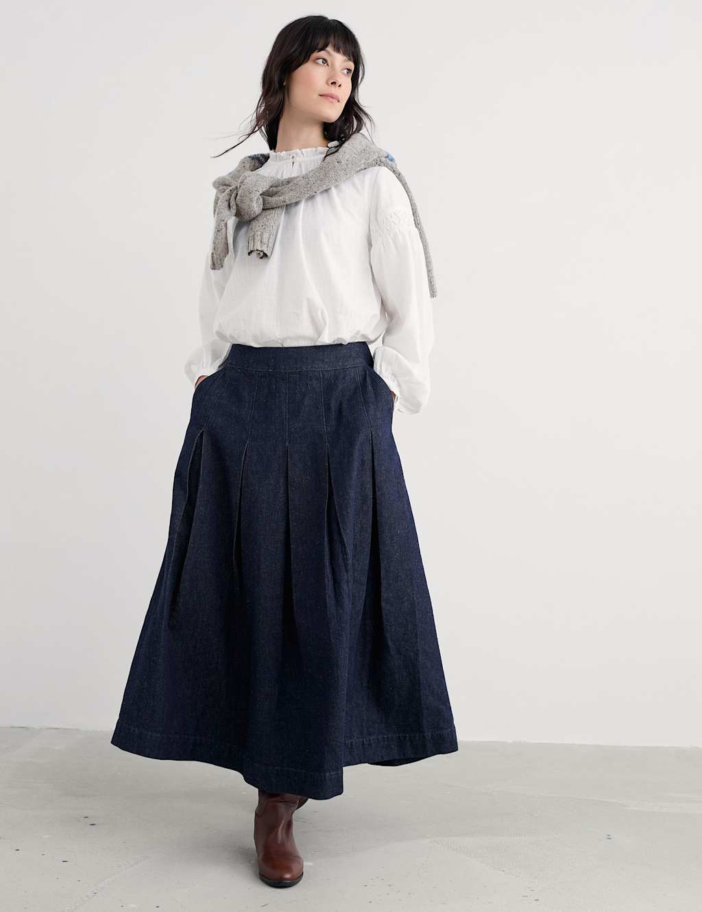 Seasalt Cornwall Pure Cotton Striped Relaxed Blouse White Mix