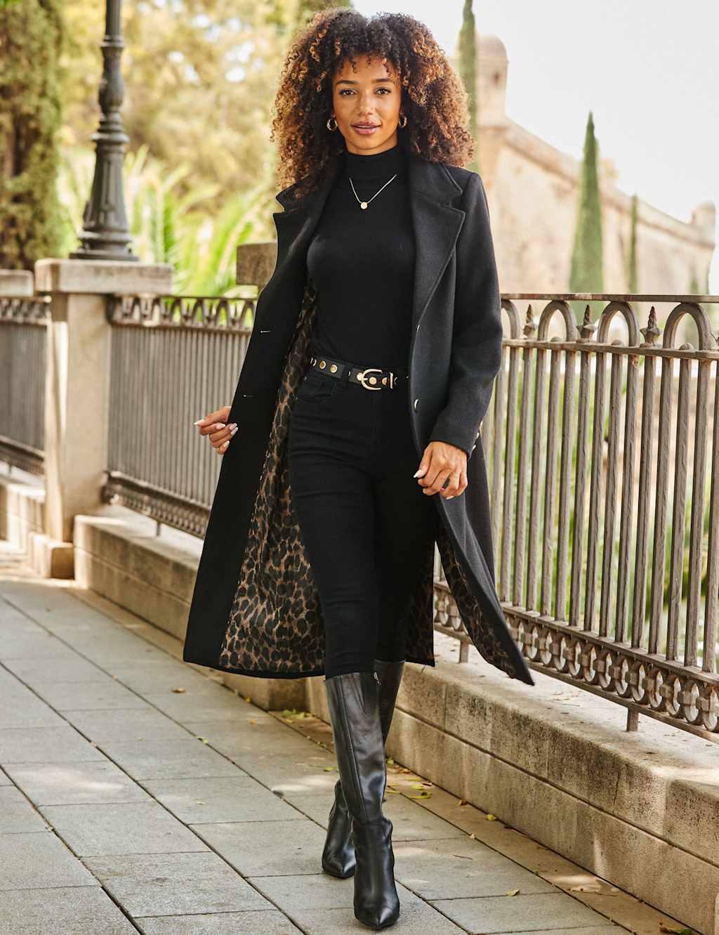 SOSANDAR Wool Blend Tailored Coat Black