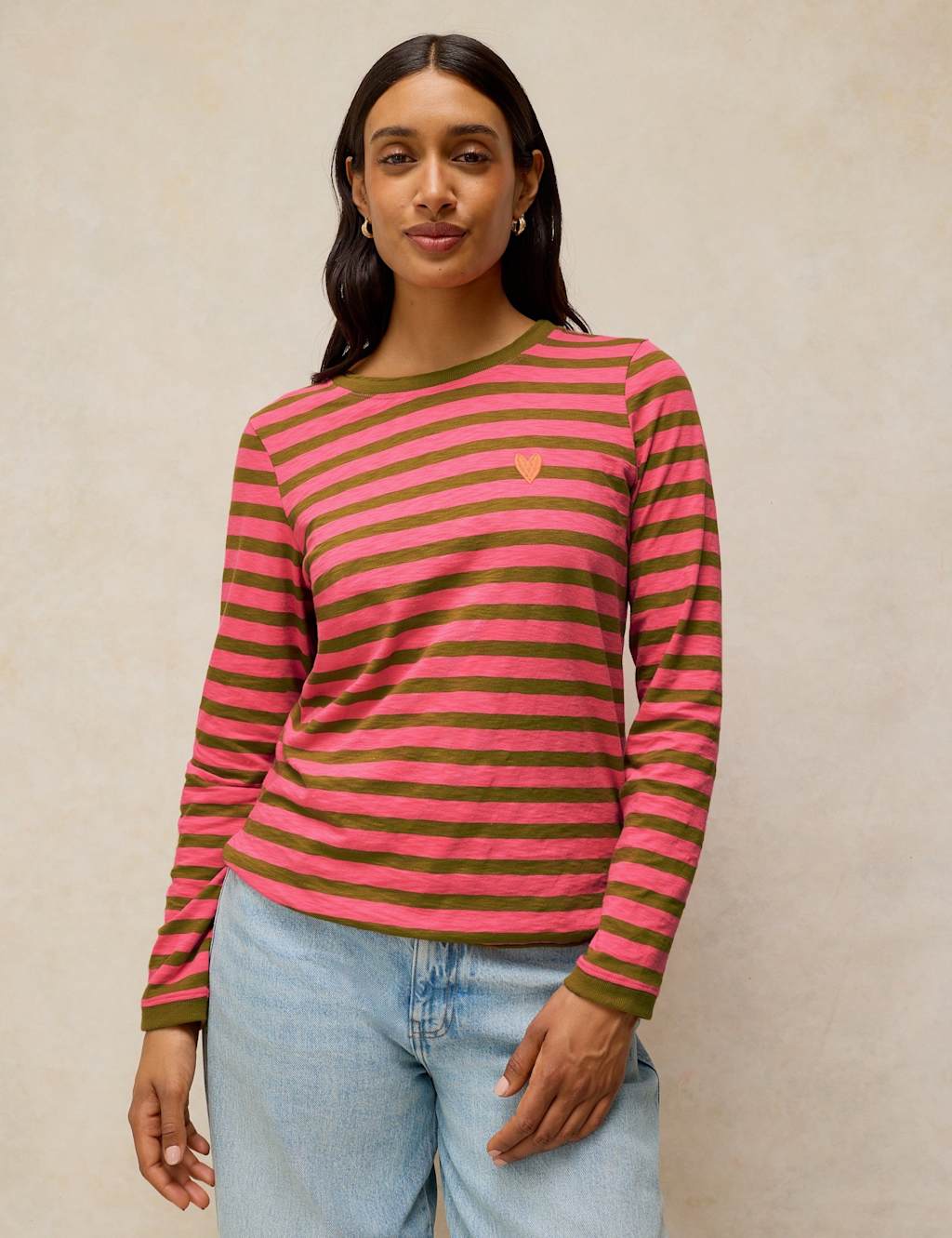 White Stuff Women's Pure Cotton Striped T-Shirt - 16 - Pink Mix - Available at M&S