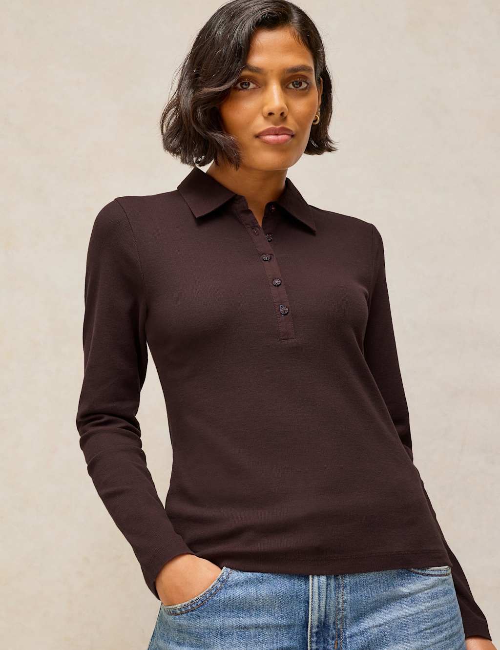 White Stuff Women's Cotton Rich T-Shirt - 18 - Brown - Available at M&S