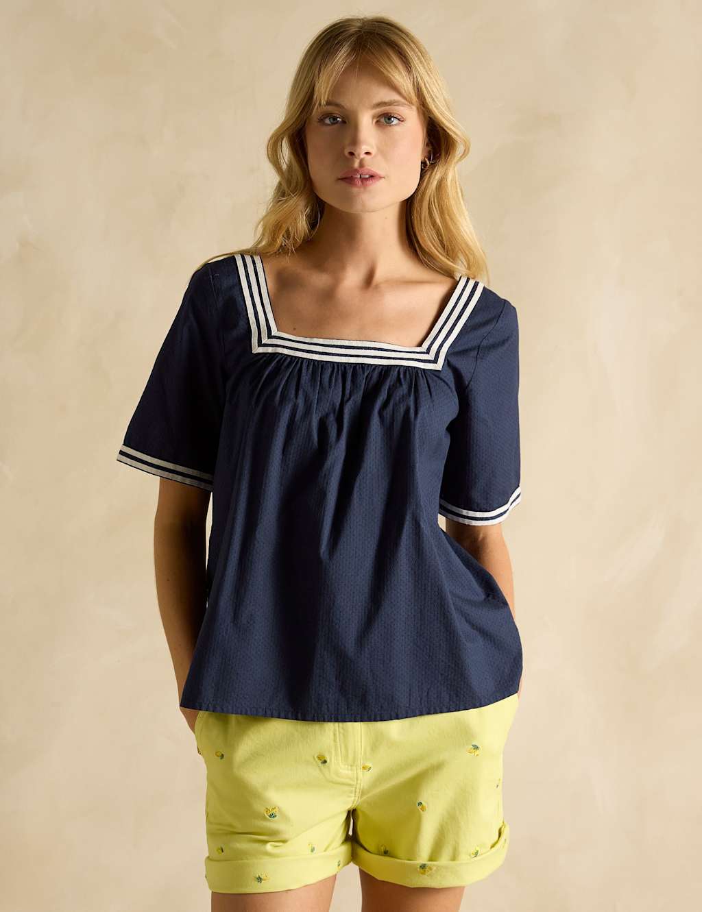 Pure Cotton Square Neck Top