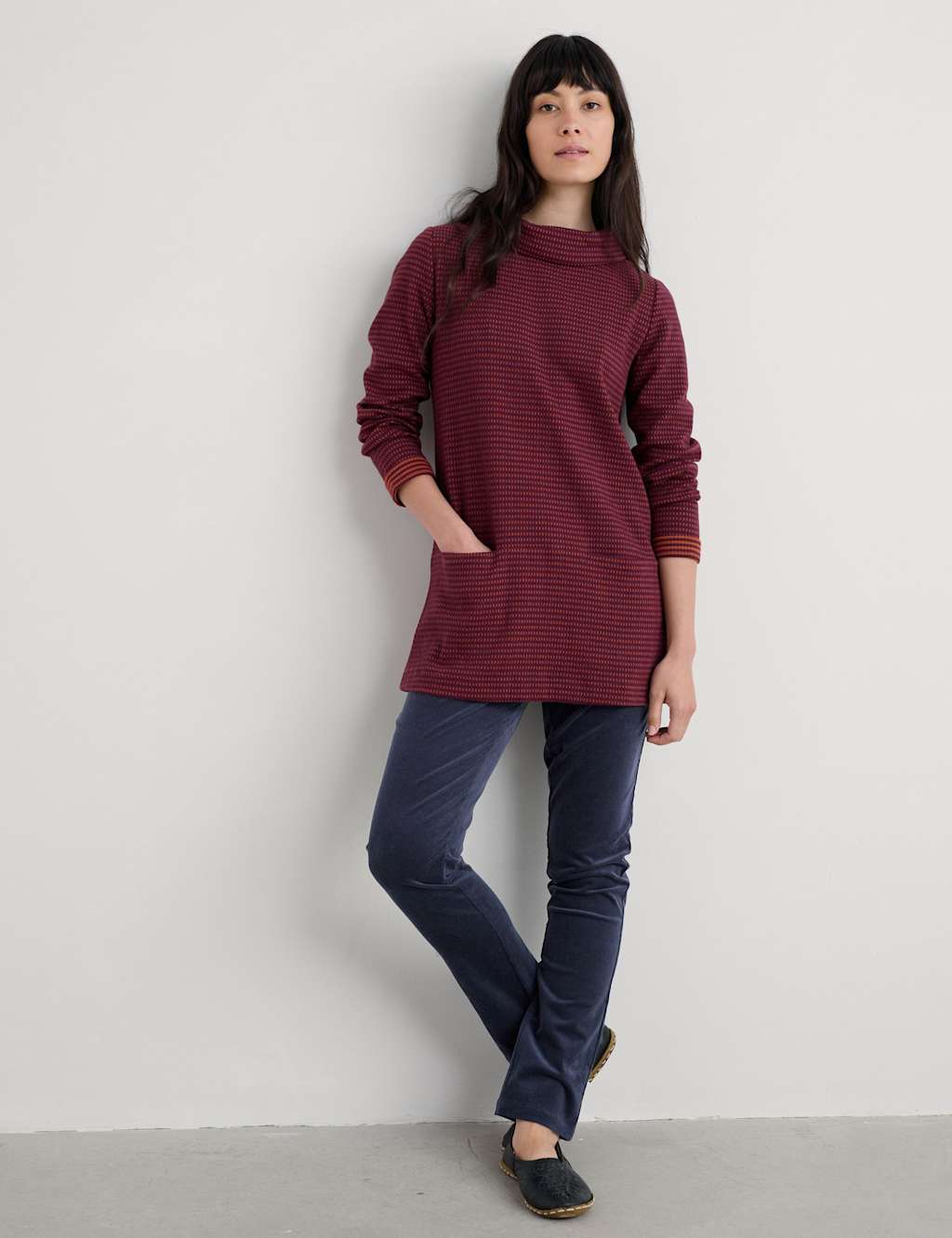 Seasalt Cornwall Pure Cotton Striped Tunic Purple Mix