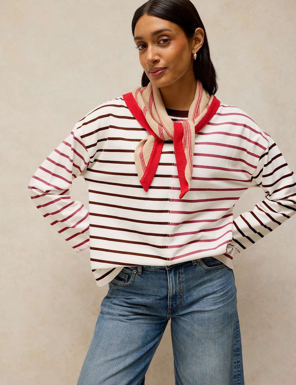 White Stuff Women's Pure Cotton Striped Crew Neck T-Shirt - 20 - White Mix - Available at M&S