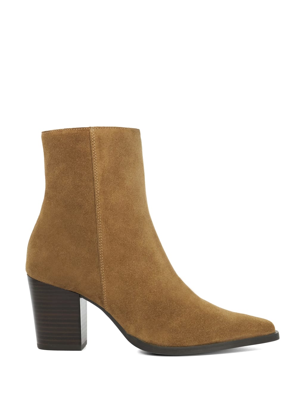 Dune London Suede Cow Boy Block Heel Ankle Boots Sand